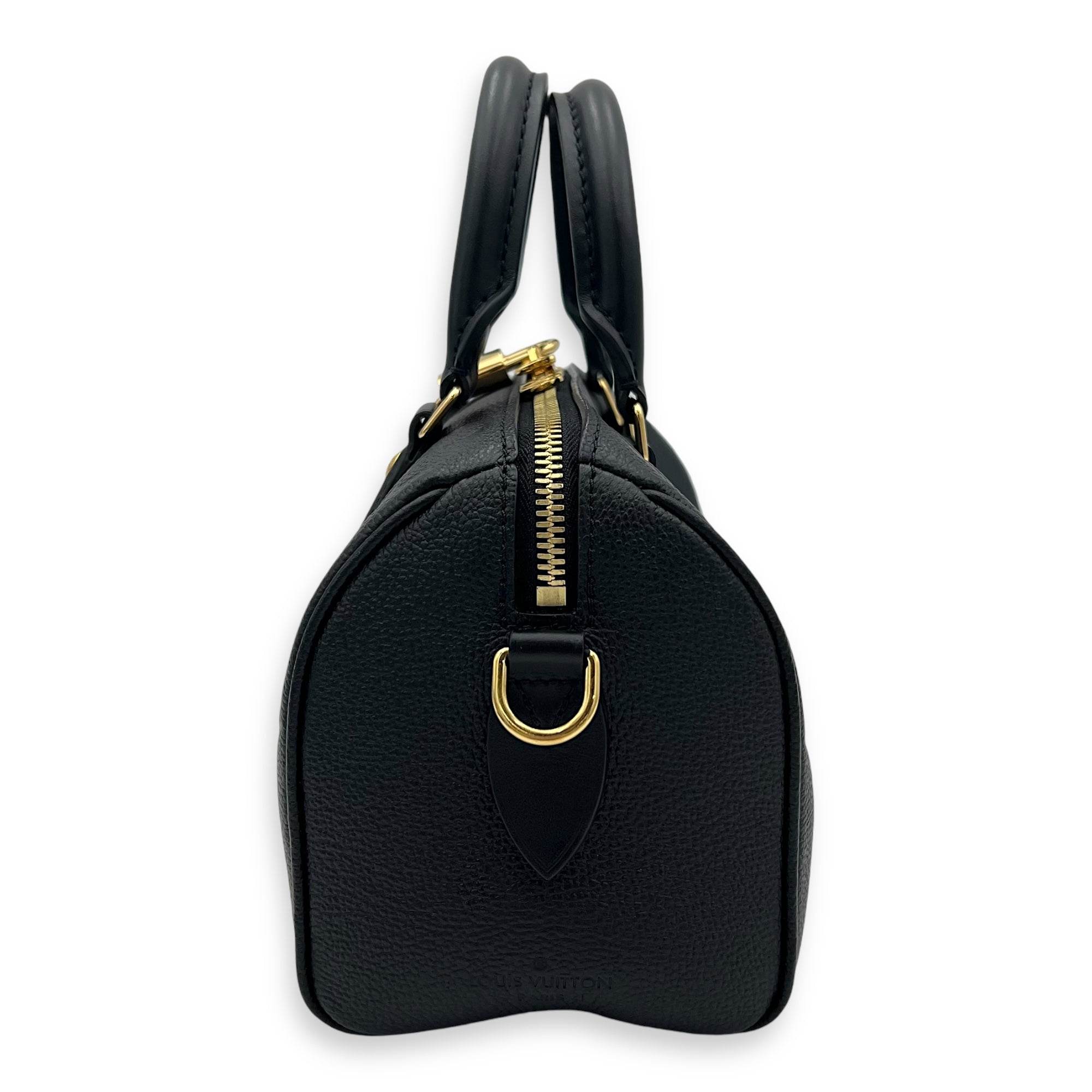 Speedy Bandouliere Top Handle Bag 20 Black in Empreinte Leather, Gold hardware