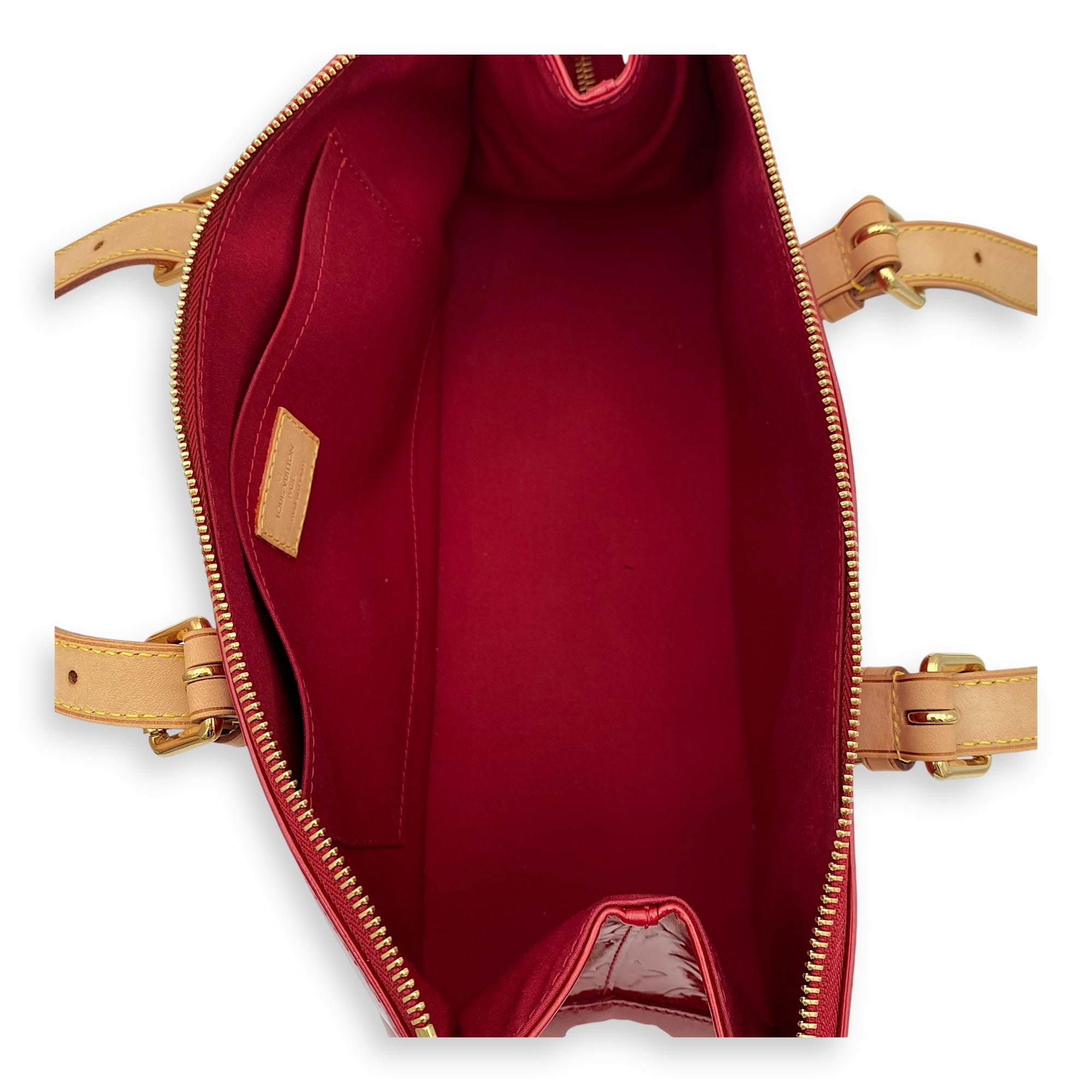 Rosewood Avenue Pomme D'Amour Top Handle Bag in Monogram Vernis Leather, Gold hardware