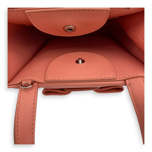 Viva Bow Top Handle Bag Mini Coral in Calfskin, Lacquered Metal hardware