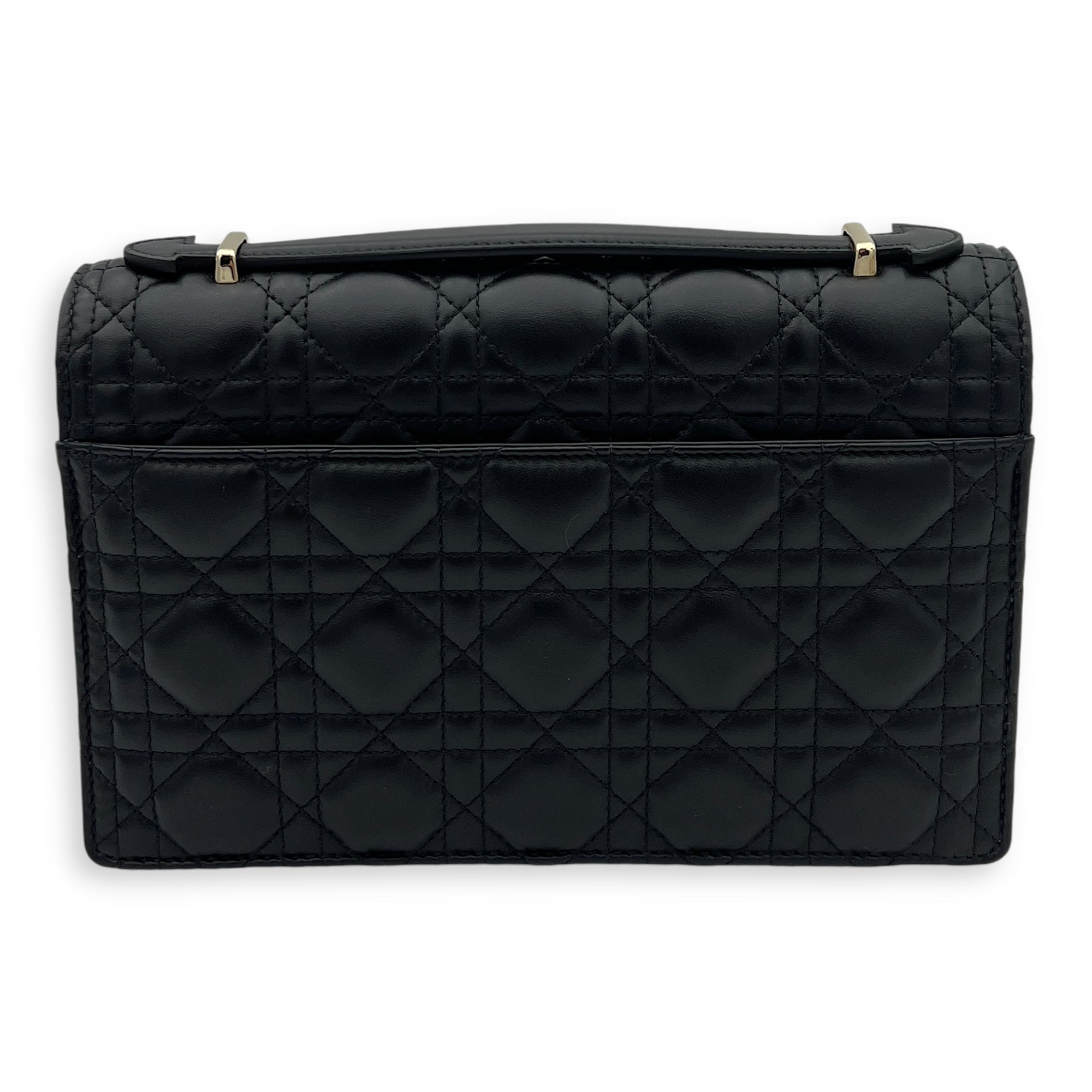 Miss Dior Black Top Handle Bag in Lambskin, Gold hardware