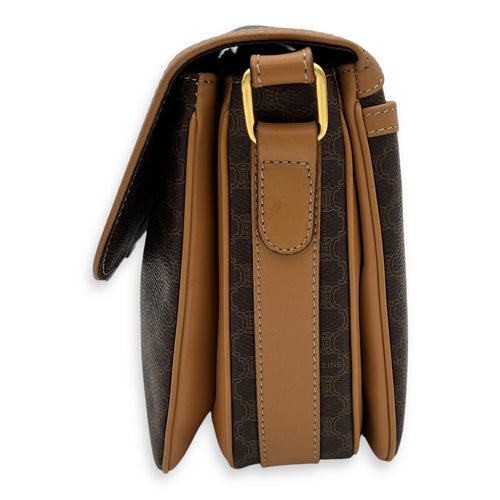 Macadam Brown Crossbody Bag in Coated Canvas, Gold hardware