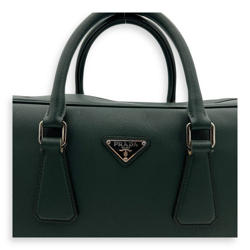 Prada Travel Line Large Green Brief case in Saffiano Leather, Silver hardware_7