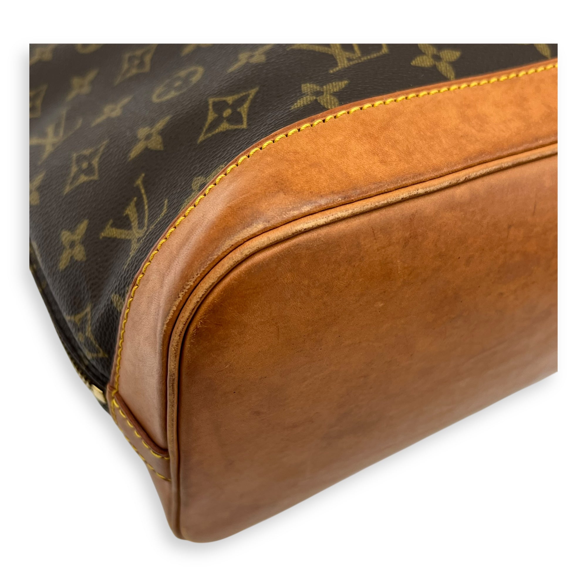 Louis Vuitton Alma Top Handle Bag PM Brown in Monogram Coated Canvas, Gold hardware_12