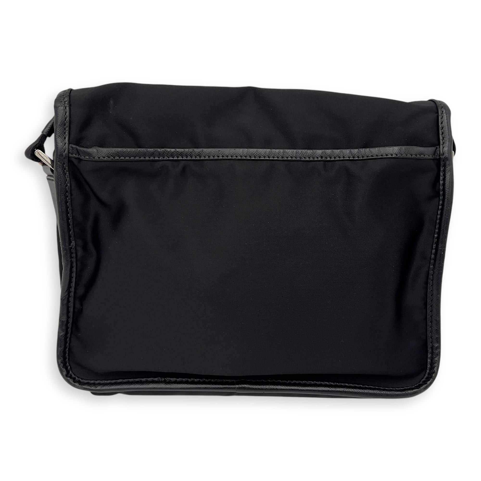 Prada Logo Messenger Black in Nylon, Silver hardware_2