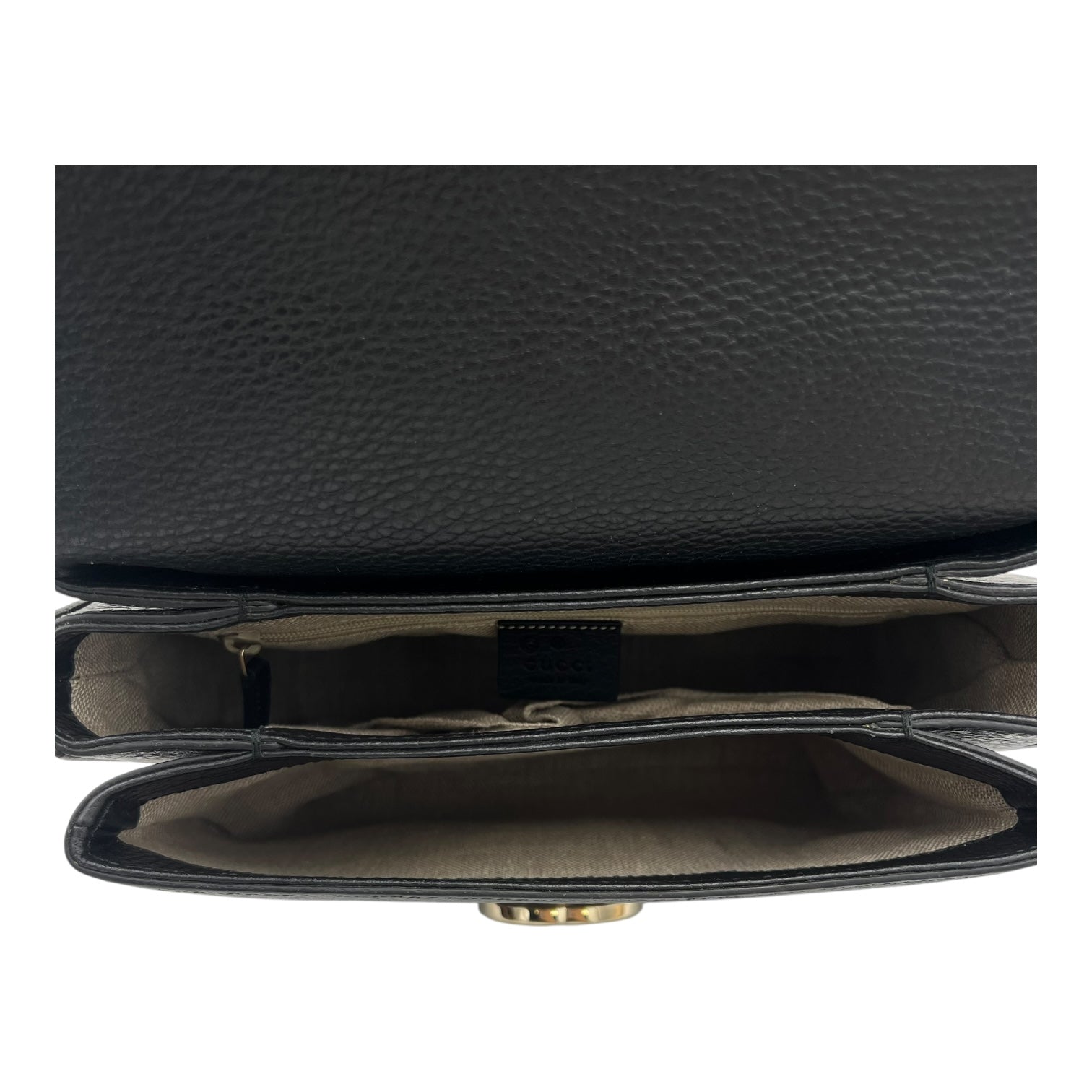 Gucci Interlocking G Top Handle Bag Black in Calfskin, Gold hardware_6