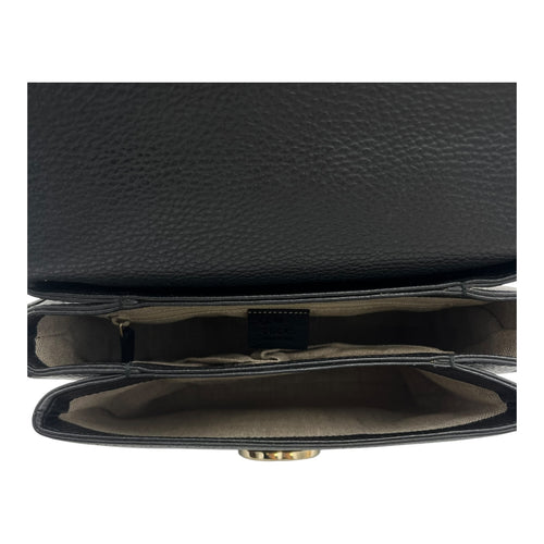 Gucci Interlocking G Top Handle Bag Black in Calfskin, Gold hardware_6