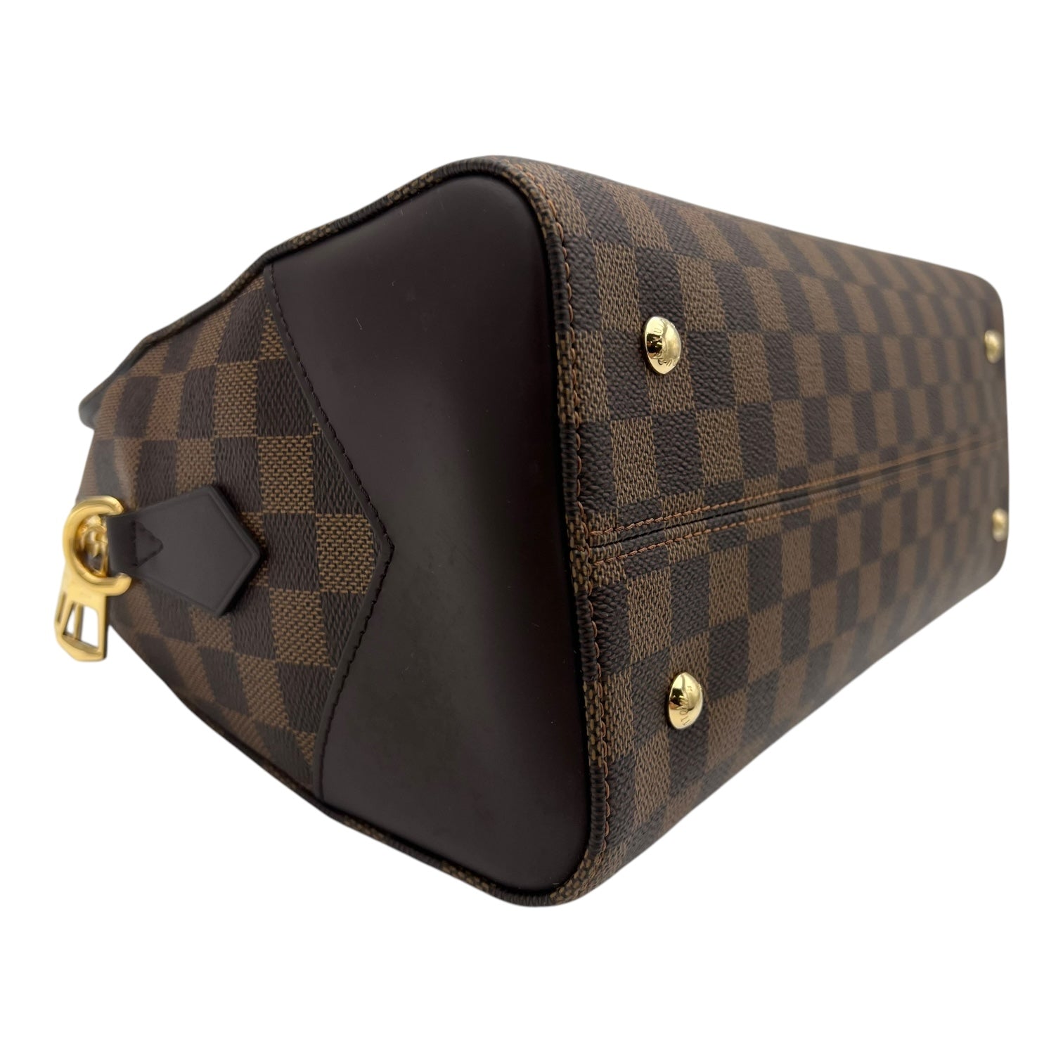 Louis Vuitton Kensington Top Handle Bag Damier Ebene in Coated Canvas, Gold hardware_8