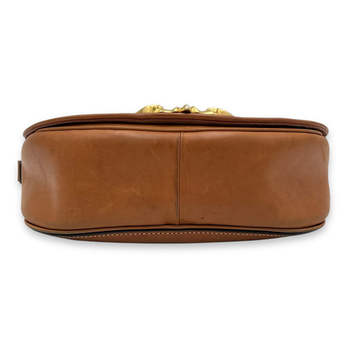 Celine Camarat Crossbody Bag Brown in Calfskin, Gold hardware_5