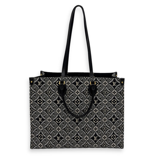 Louis Vuitton OnTheGo Tote Bag Black in Canvas, Gold hardware_8