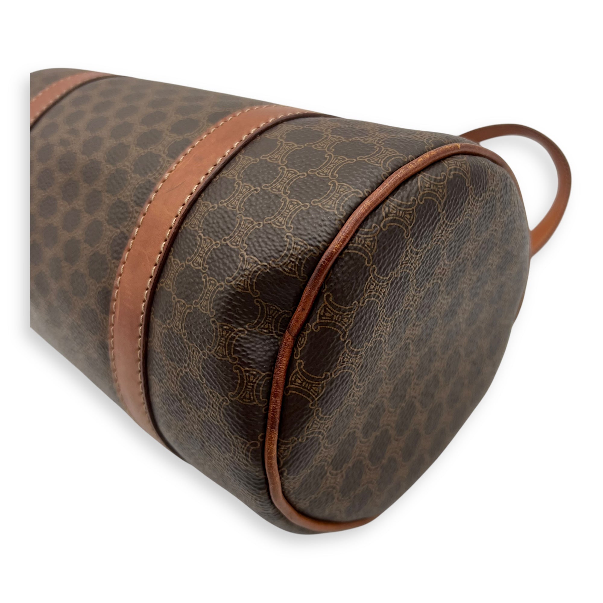 Celine Macadam Shoulder Bag Brown in Coated Canvas, Gold hardware_11