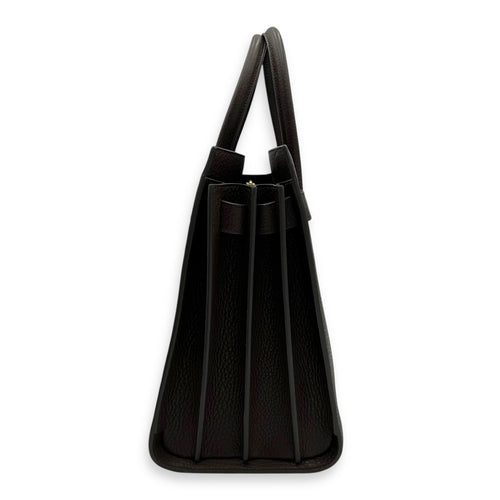 Saint Laurent Sac de Jour Small Brown Top Handle Bag in Calfskin, Gold hardware_4