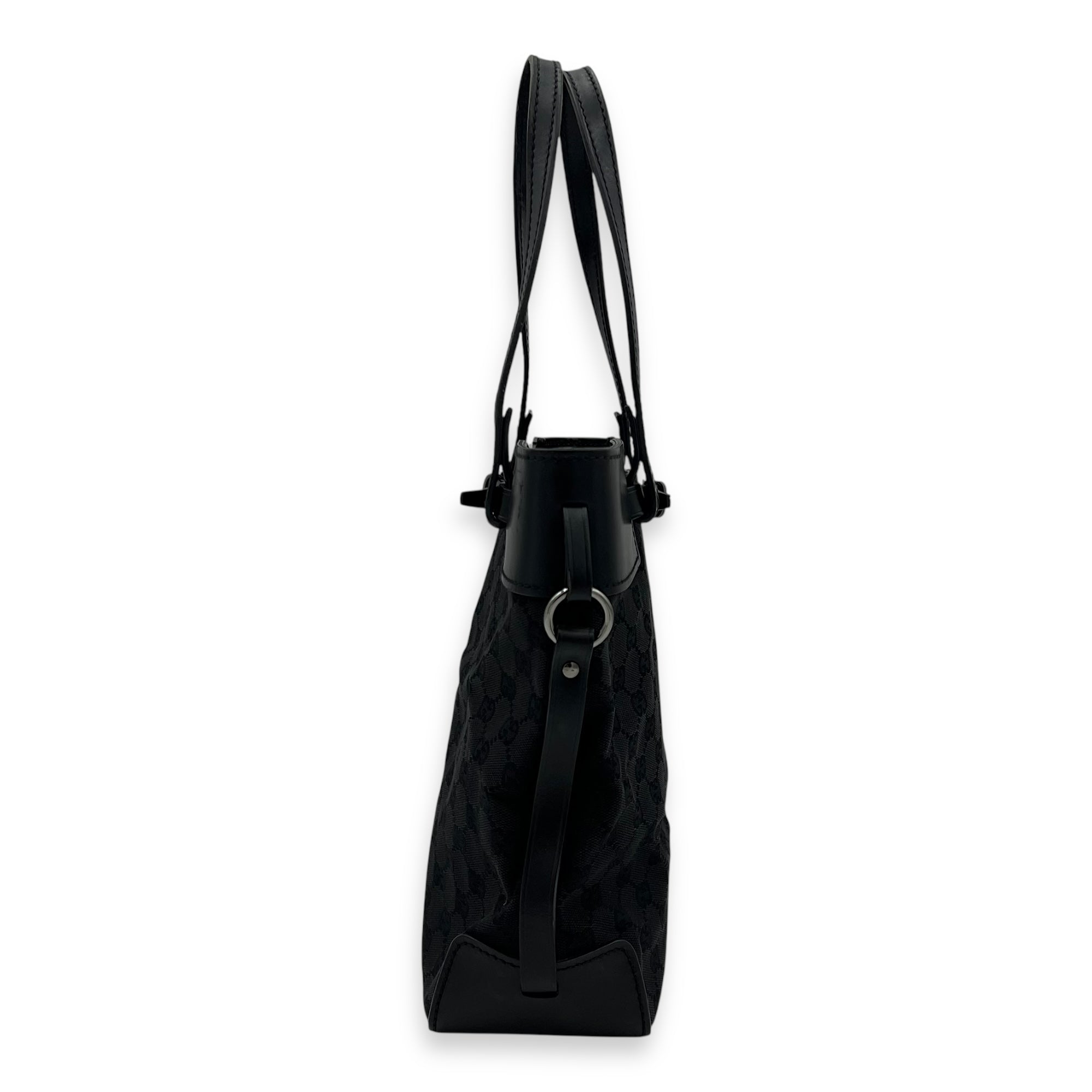 Gucci GG Top Handle Bag Black in Canvas, Silver hardware_3