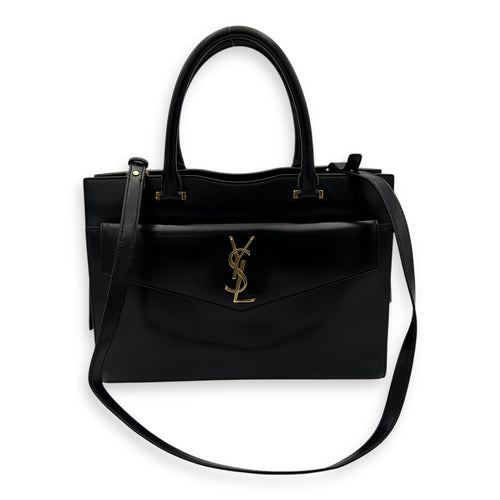 Saint Laurent Uptown Top Handle Bag Black in Calfskin, Gold hardware_14