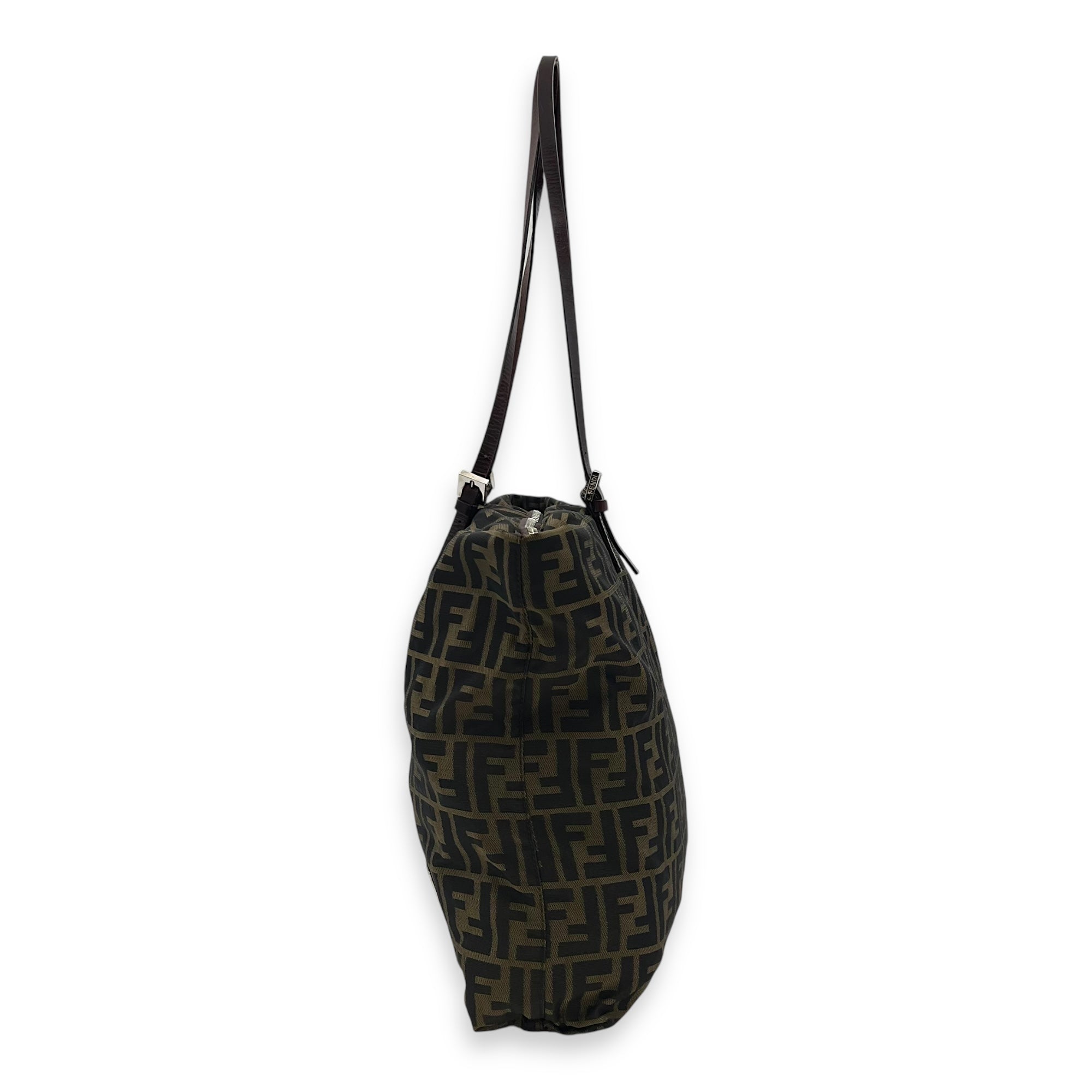 Fendi Zucca Tote Bag Brown in Canvas, Silver hardware_4