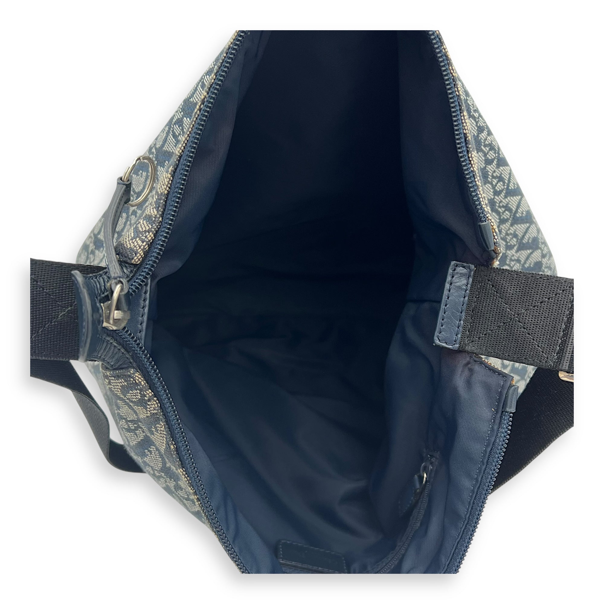 Christian Dior Oblique Crossbody Bag Blue in Jacquard, Silver hardware_6