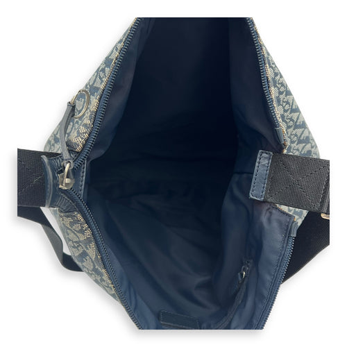 Christian Dior Oblique Crossbody Bag Blue in Jacquard, Silver hardware_6
