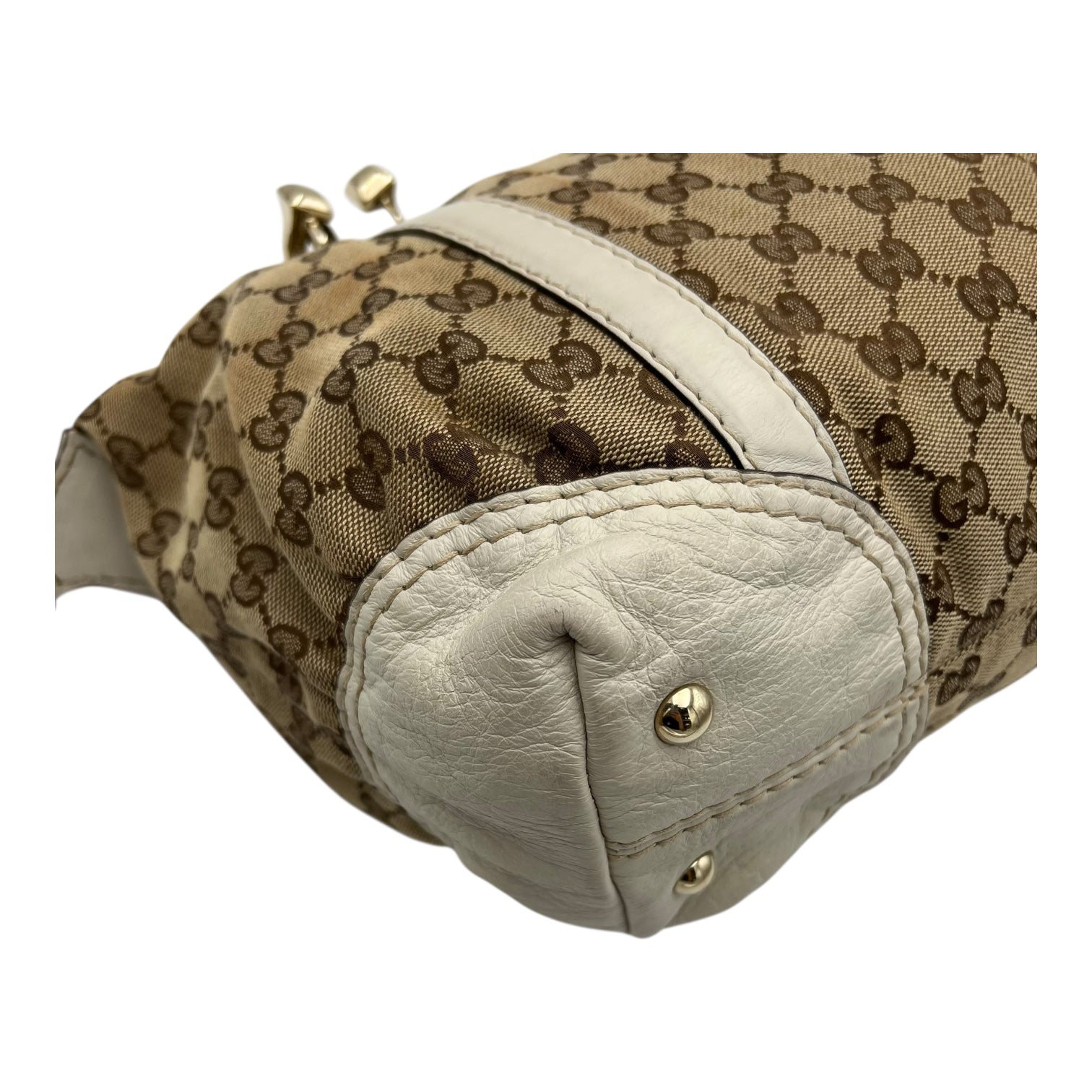 Gucci Boston Top Handle Bag Brown in Canvas, Gold hardware_10