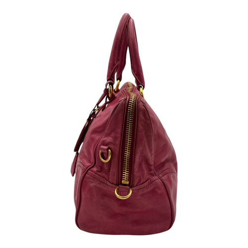 Prada Vitello Shine Top Handle Bag Medium Pink in Calfskin, Gold hardware_4