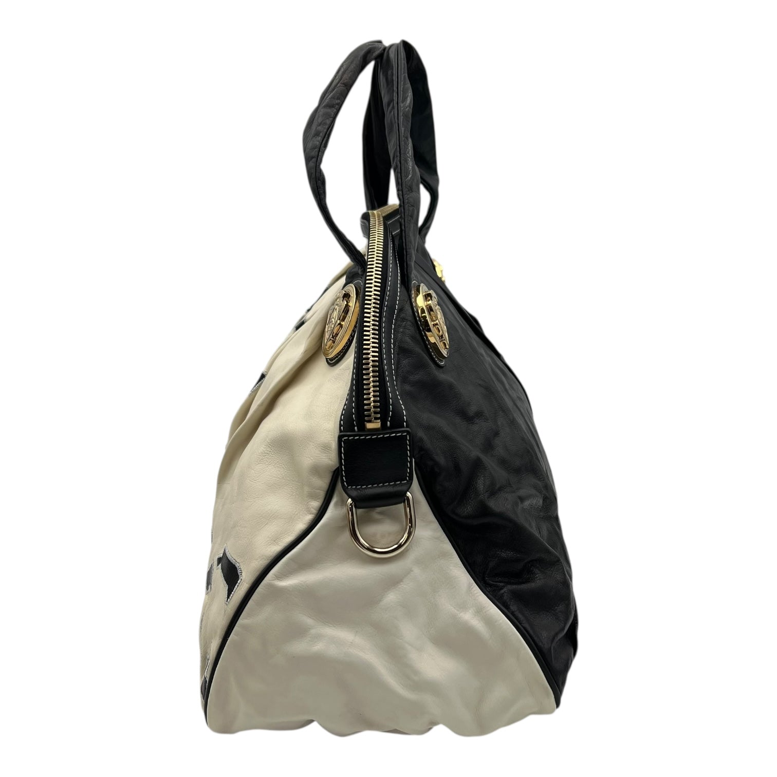 Gucci Hobo Top Handle Bag Black in Calfskin, Gold hardware_4