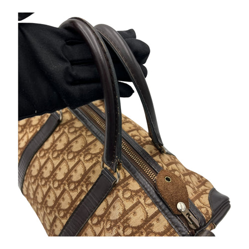Christian Dior Trotteur Top Handle Bag Brown in Coated Canvas, Silver hardware_11