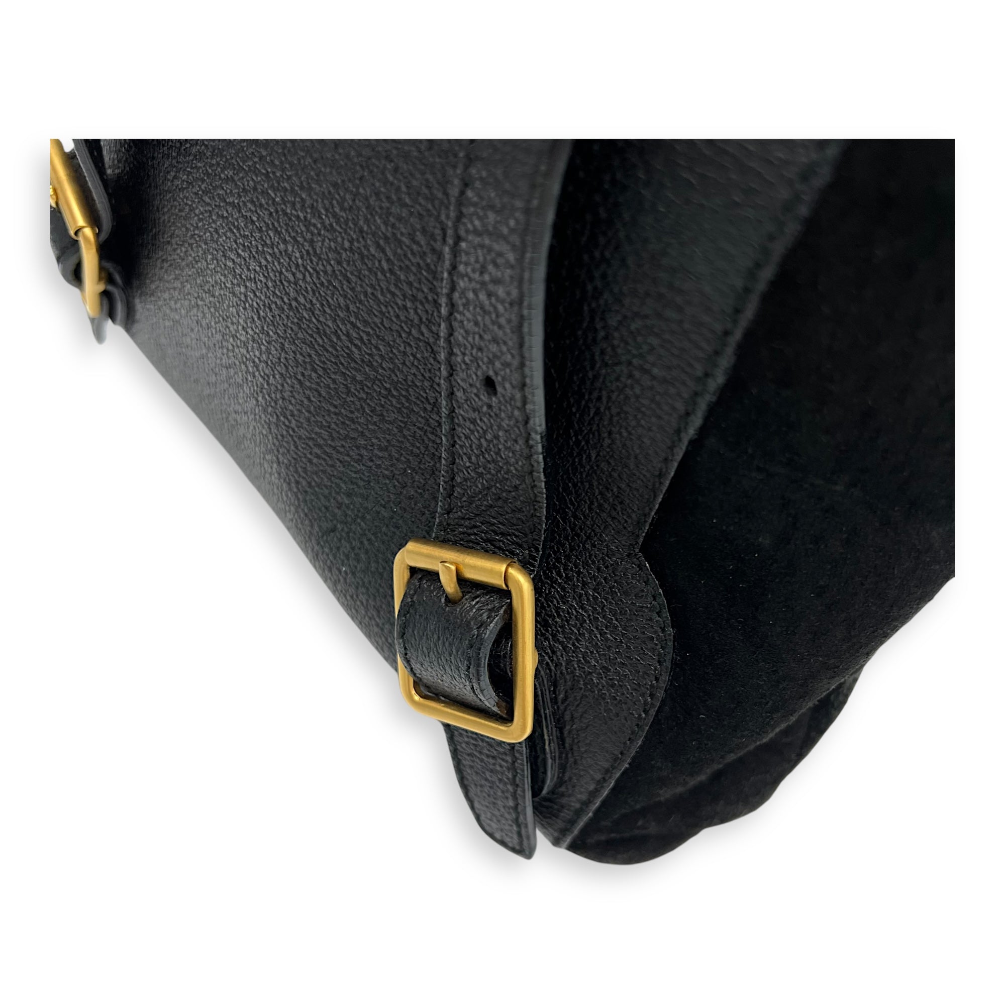 Gucci Bamboo Backpack Black in Suede Leather, Gold hardware_10
