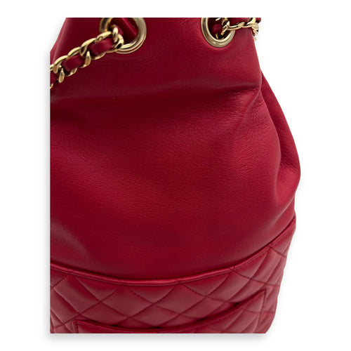 Chanel Seoul Red Backpack in Lambskin, Gold hardware_7