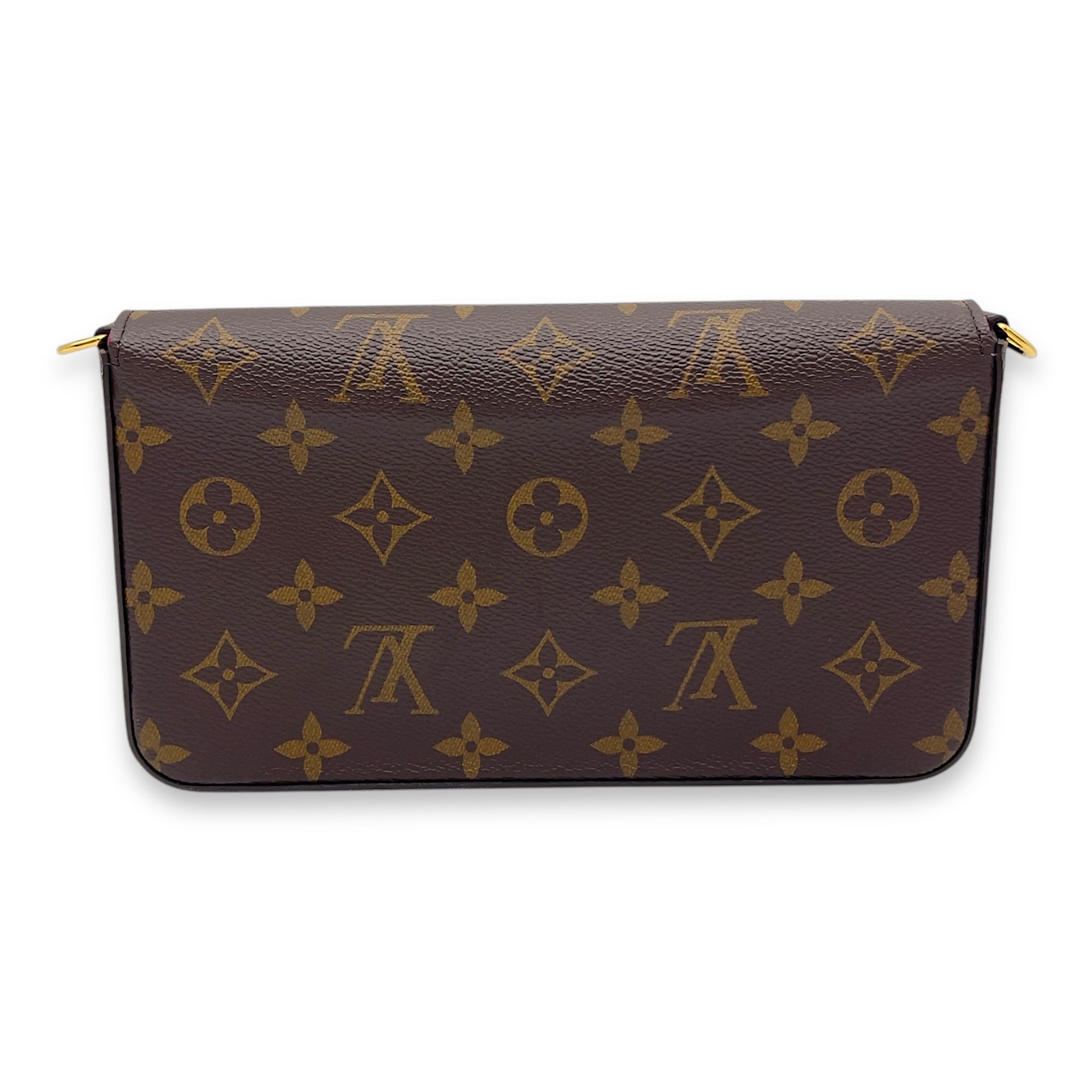 Louis Vuitton Felicie Wallet On Chain Brown in Monogram Coated Canvas, Gold hardware_2