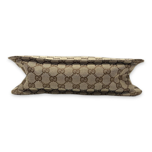 Gucci GG Shoulder Bag Brown in Canvas, Gold hardware_5