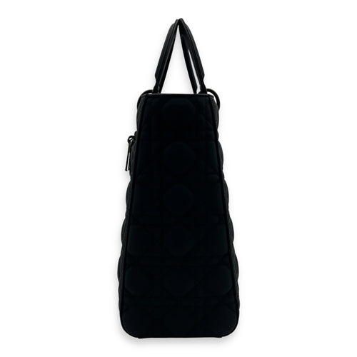 Christian Dior Lady Dior Large Black Top Handle Bag in Lambskin, Ultramatte hardware_4