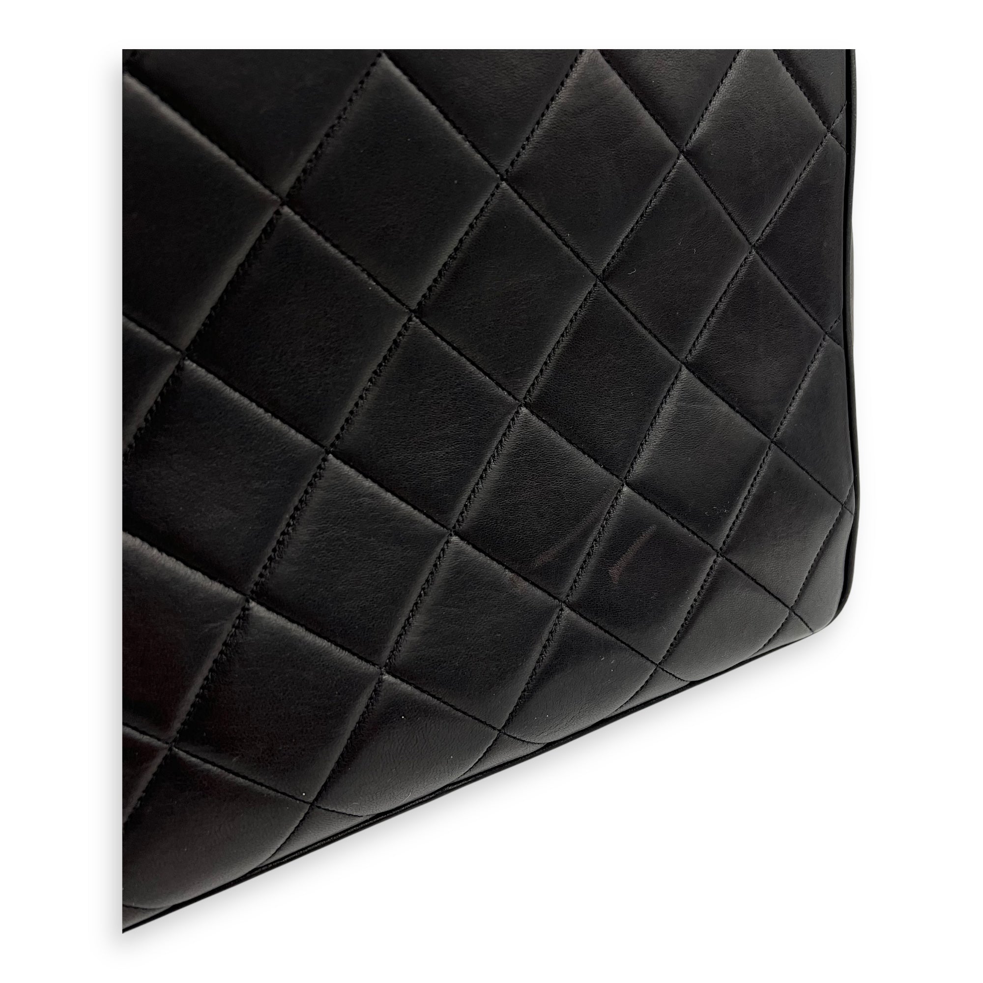 Chanel Vintage Big CC Tote Bag Black in Lambskin, Gold hardware_12