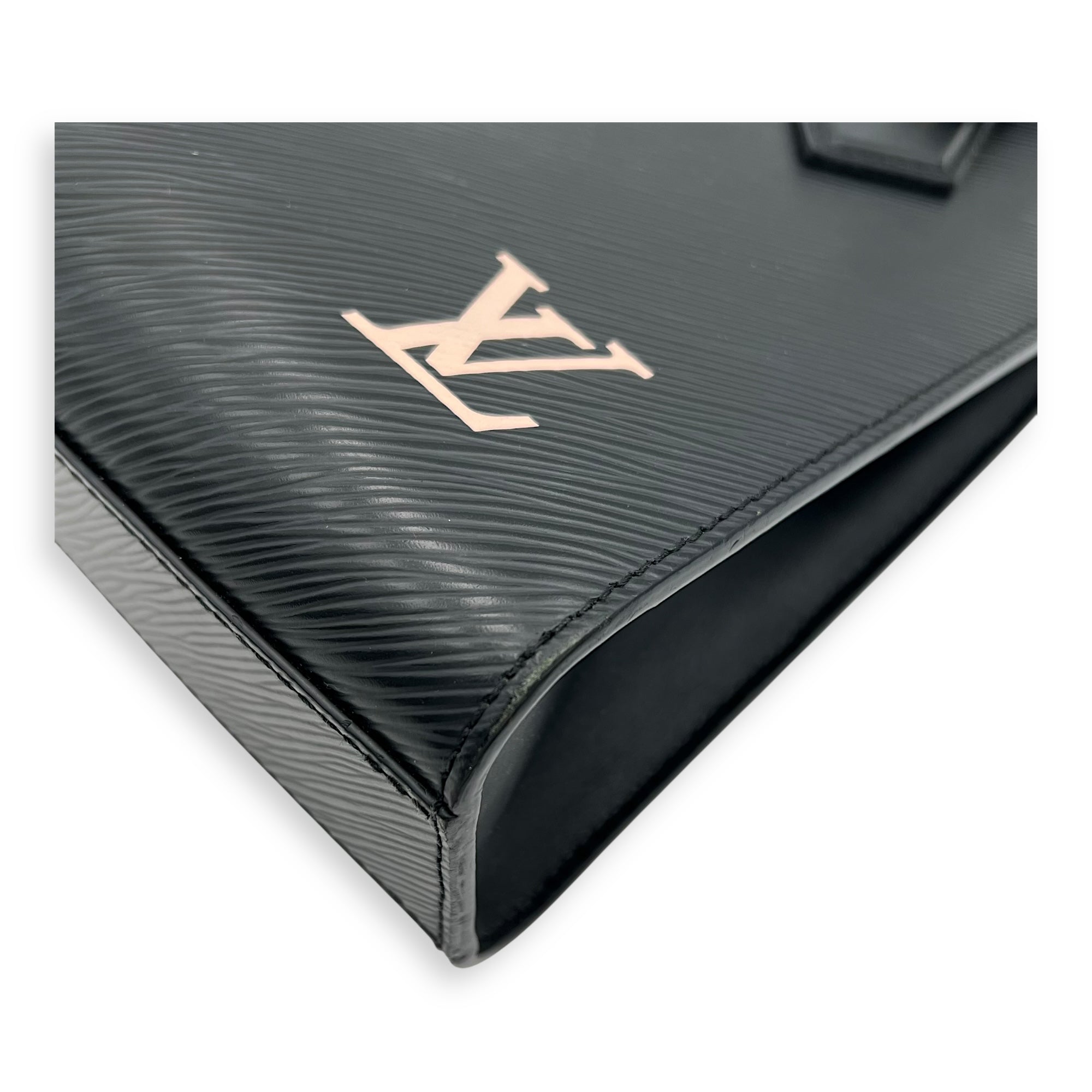 Louis Vuitton Sac Plat Top Handle Bag Black in Epi Leather, Gold hardware_8