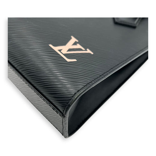 Louis Vuitton Sac Plat Top Handle Bag Black in Epi Leather, Gold hardware_8