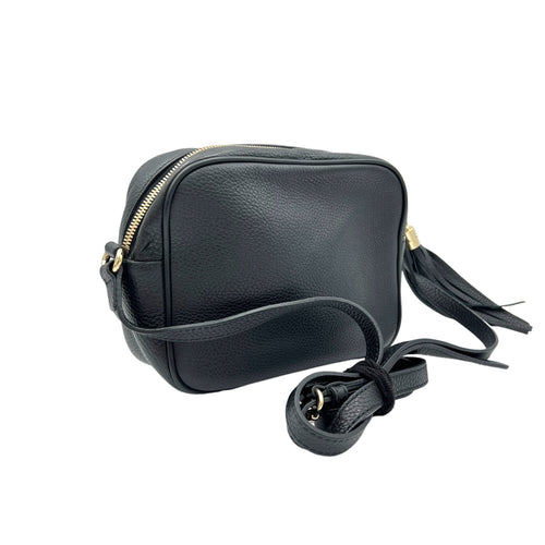 Soho  Black Crossbody Bag in Calfskin, Gold hardware