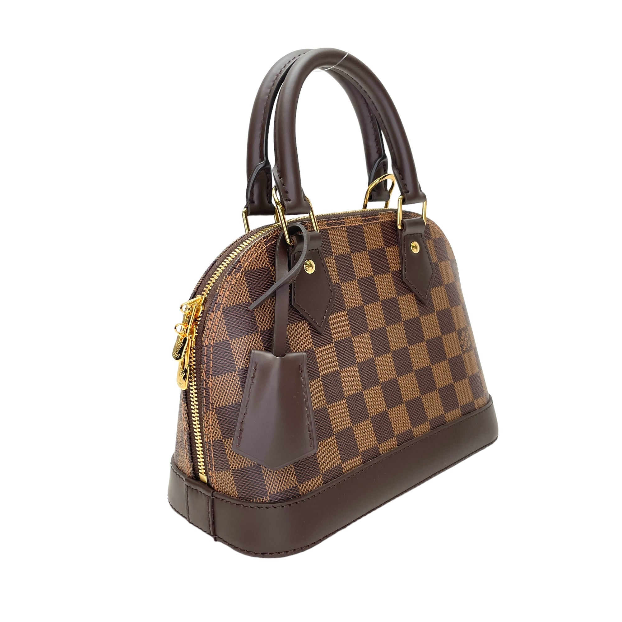 Alma Top Handle Bag BB Brown in Coated Canvas, Gold hardware