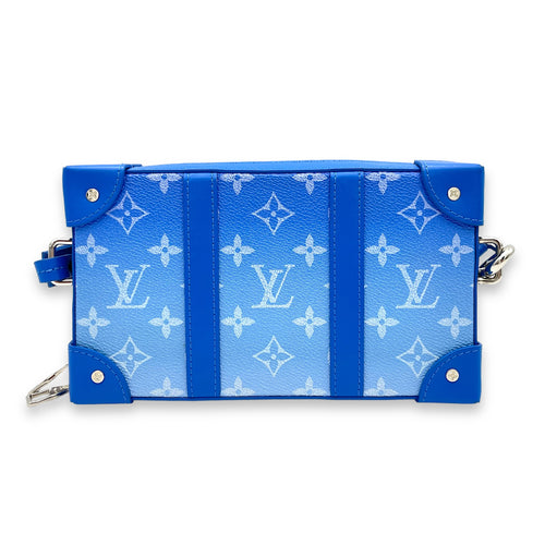 Clouds Soft Trunk Blue Crossbody Bag in Monogram Coated Canvas, Silver hardware