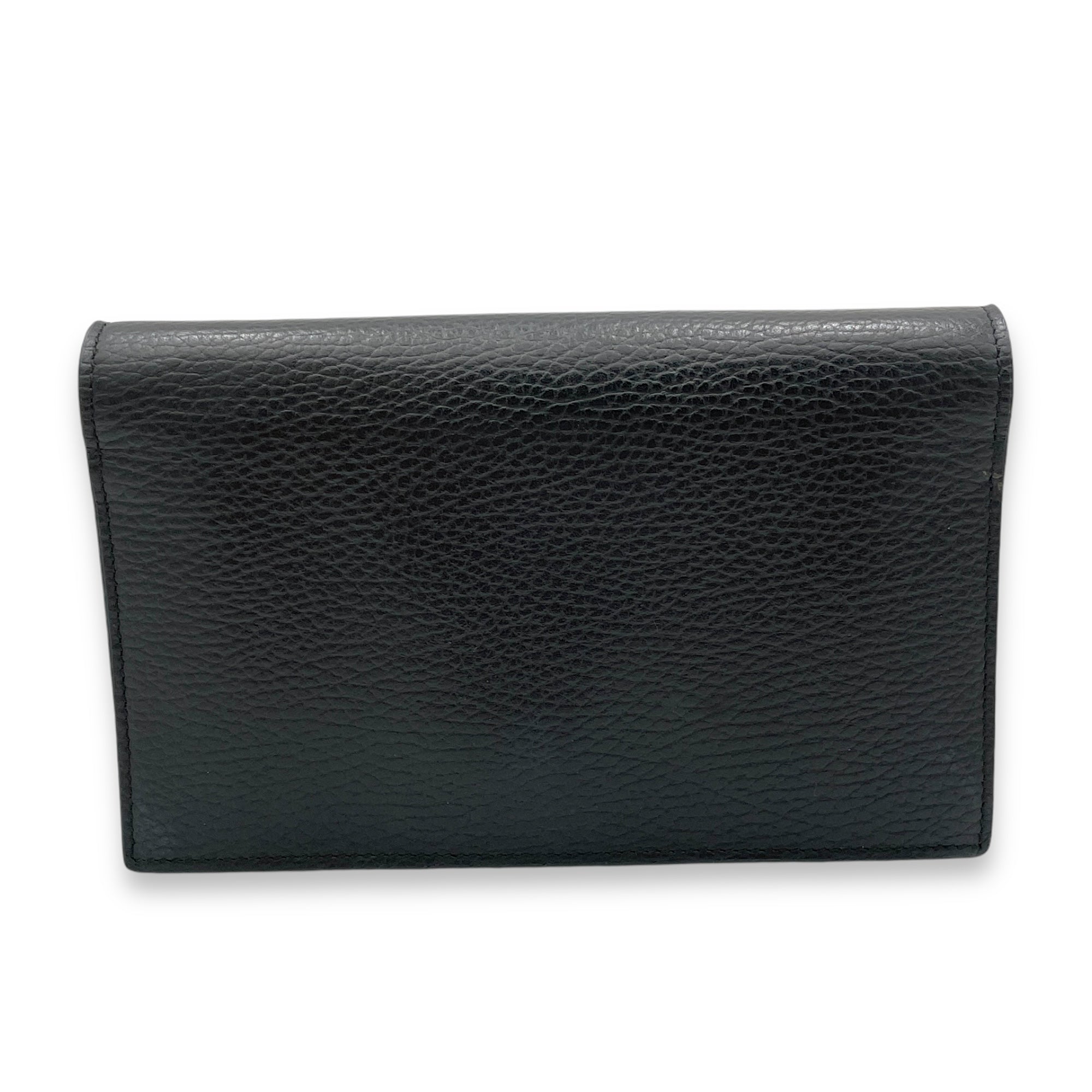 Interlocking G Wallet On Chain Black in Calfskin, Light Gold hardware