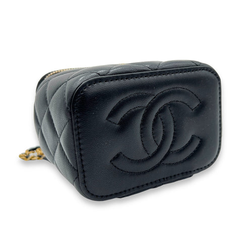 CC Vanity Bag Mini Black in Lambskin, Gold hardware