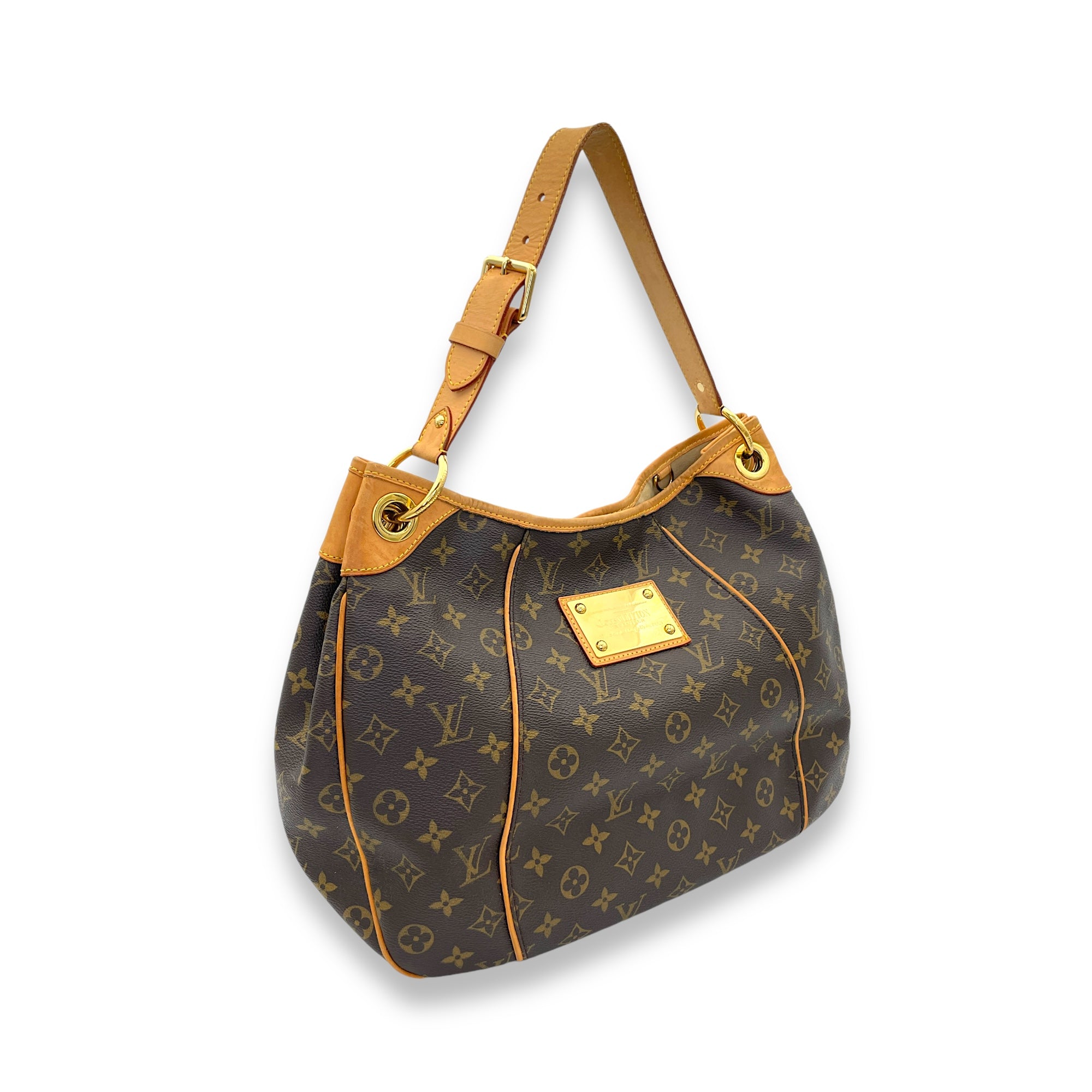 Galleria Shoulder Bag Brown in Monogram Coated Canvas, Gold hardware