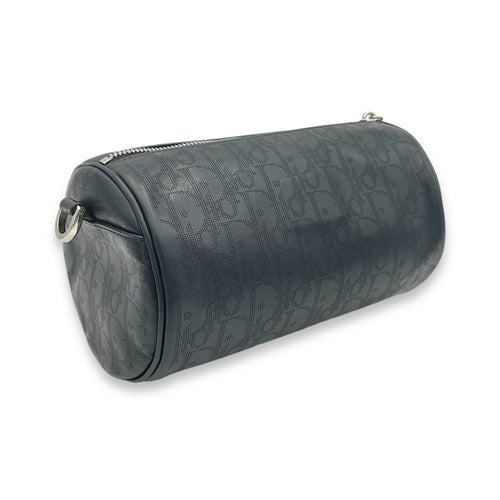 Roller Crossbody Bag Black in Calfskin, Silver hardware