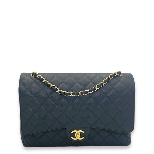 Classic Crossbody Bag Maxi Black in Caviar Leather, Gold hardware