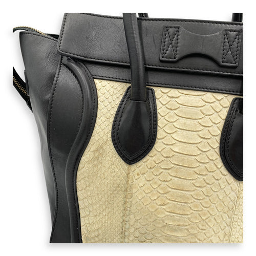 Luggage Mini Top handle bag in Python leather, Gold Hardware