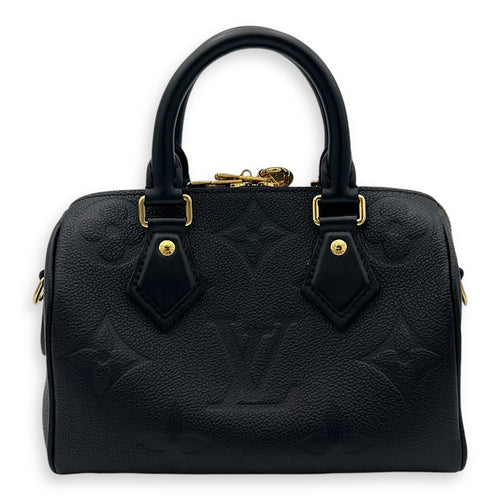 Speedy Bandouliere Top Handle Bag 20 Black in Empreinte Leather, Gold hardware