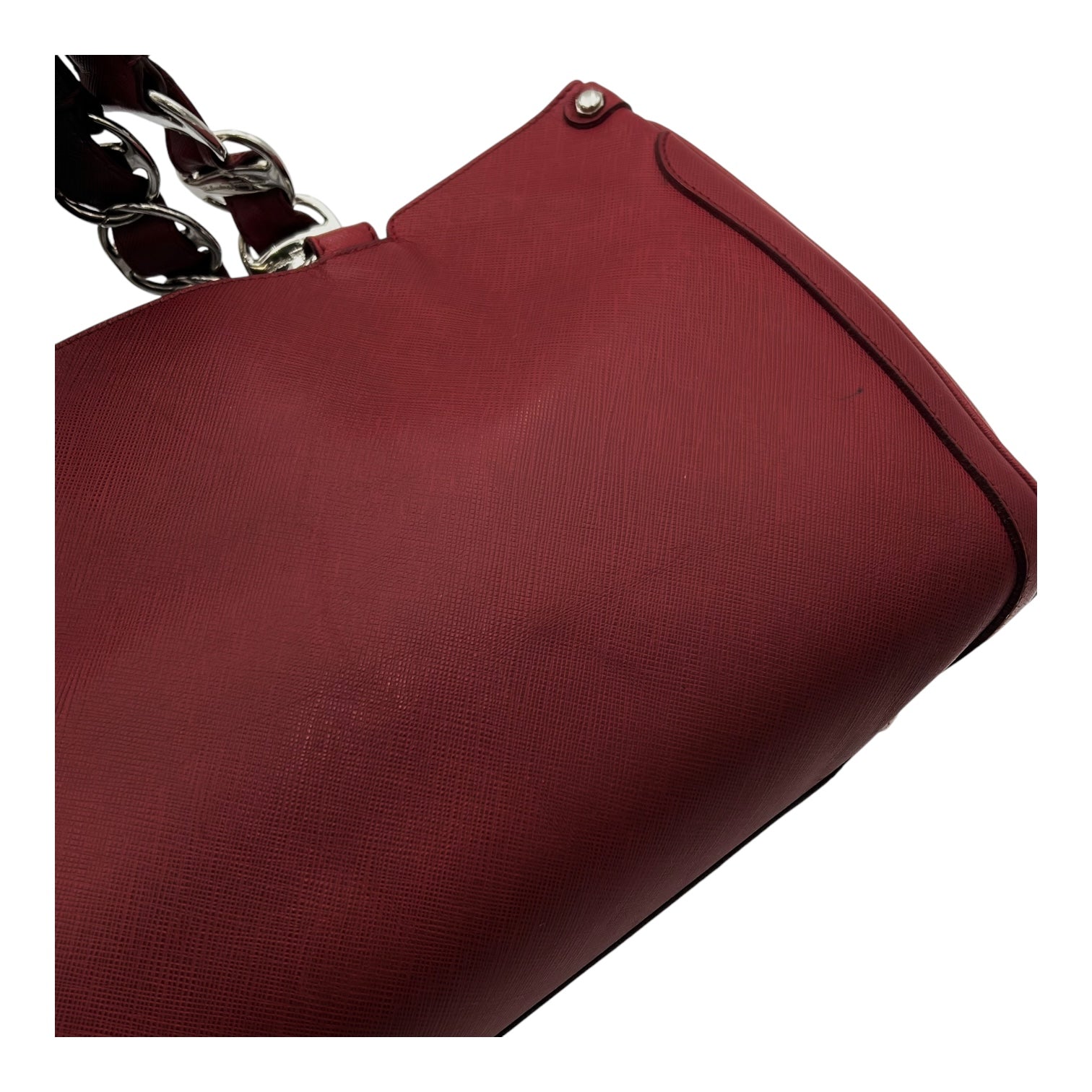 Gancini Red Top Handle Bag in Calfskin, Silver hardware