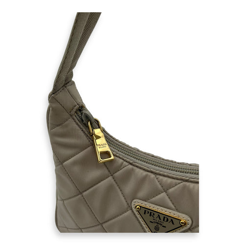 Re-Edition Shoulder Bag Beige in Re-Nylon, Gold hardware