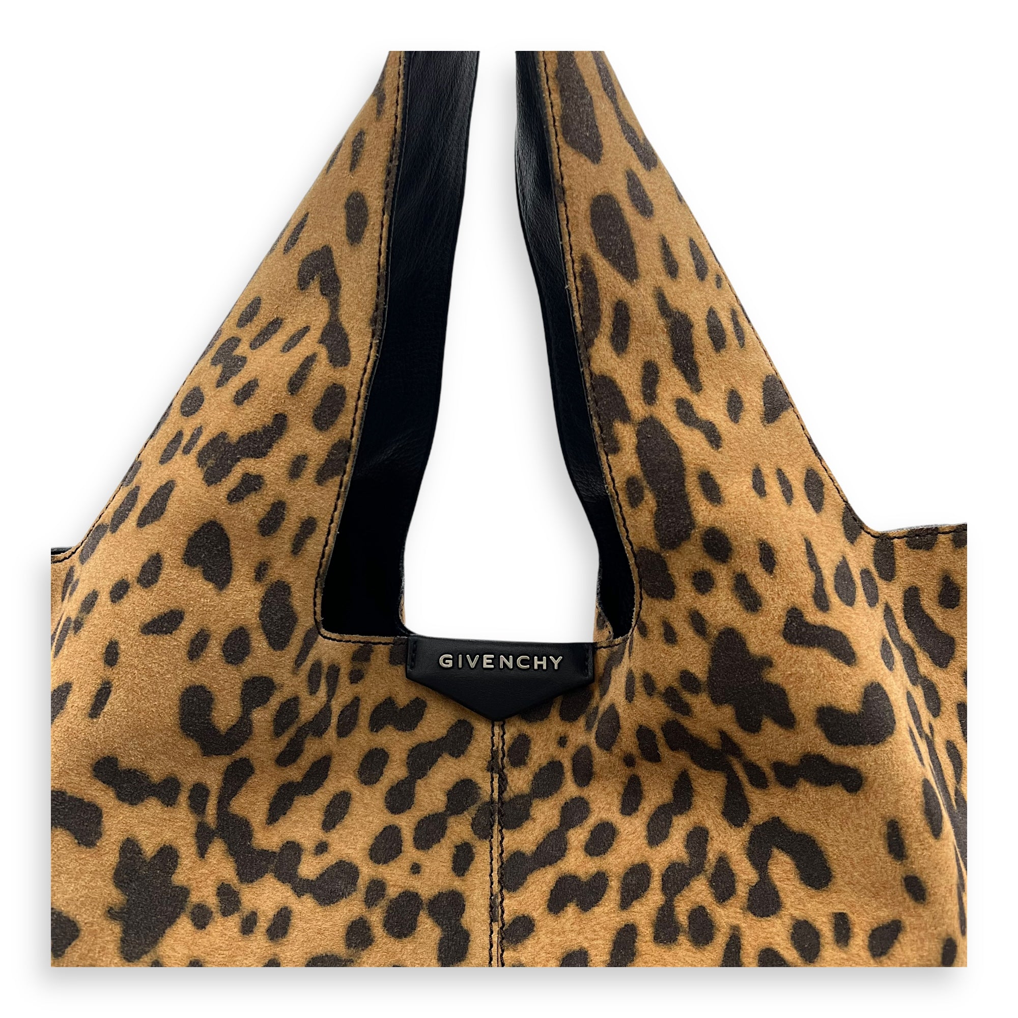 Givenchy George V Leopard Print Tote Bag in Suede Leather_7