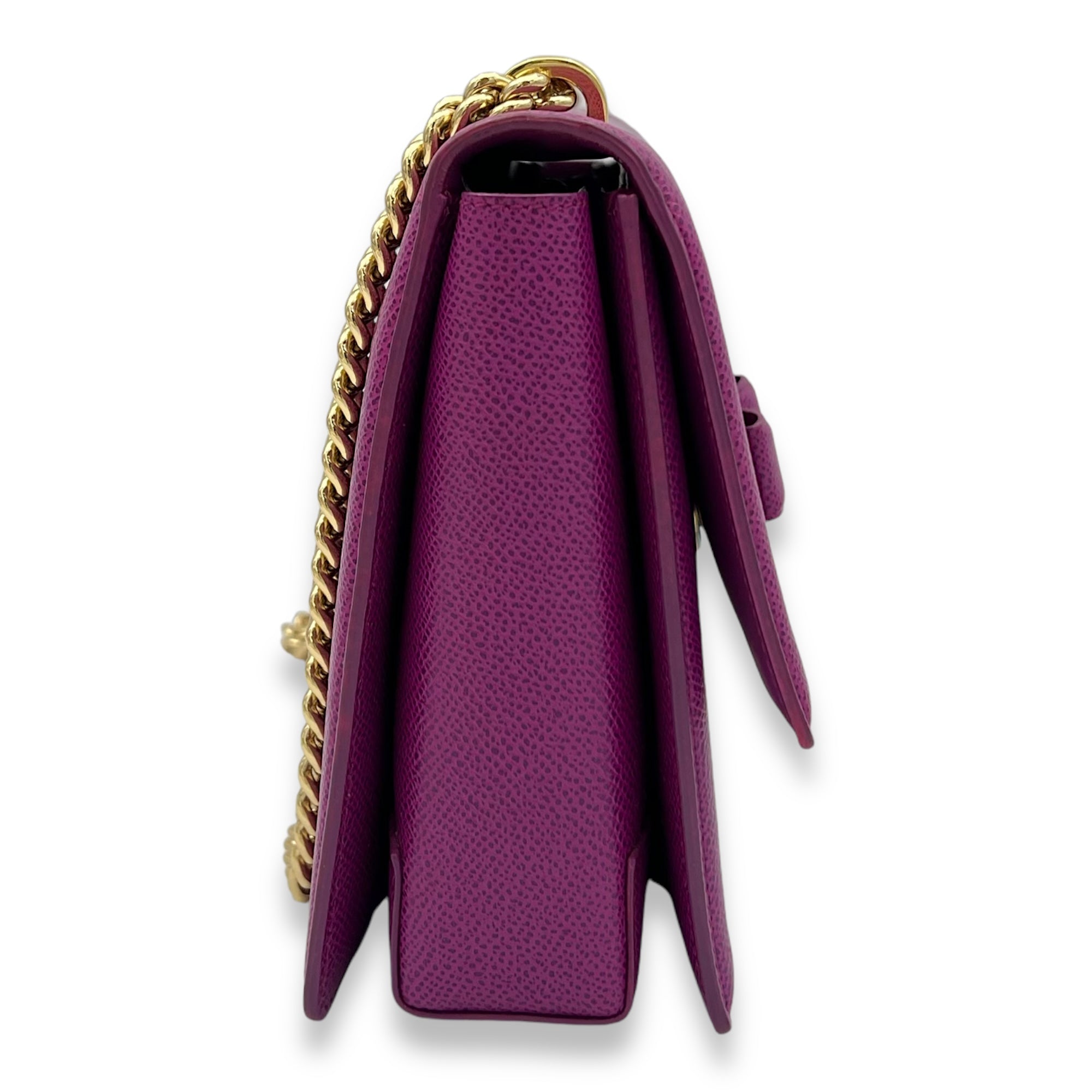 Salvatore Ferragamo Vara Bow Shoulder Bag Purple in Calfskin, Gold hardware_3