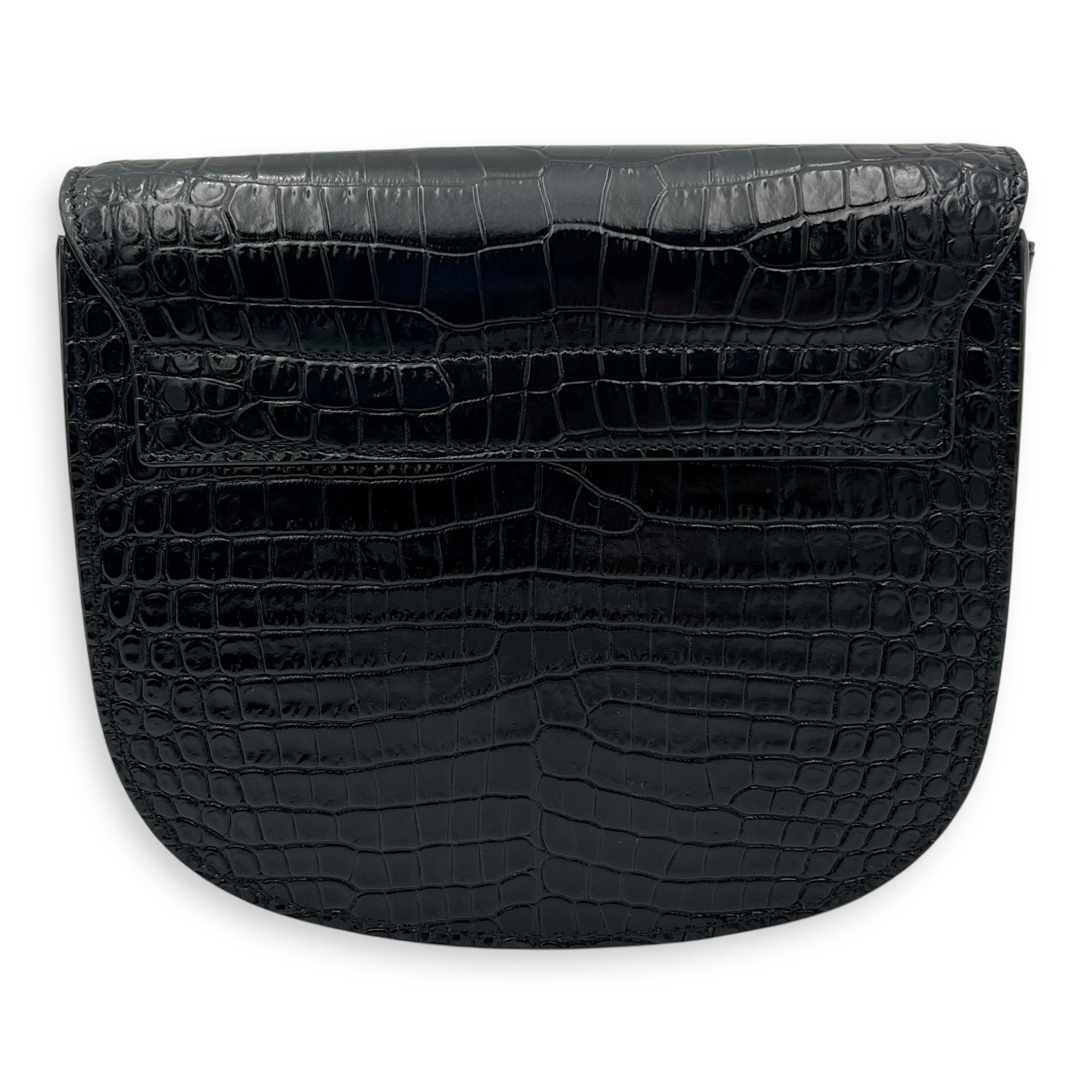 Saint Laurent Kaia Crossbody Bag Black in Python Embossed Calfskin, Gold hardware_2