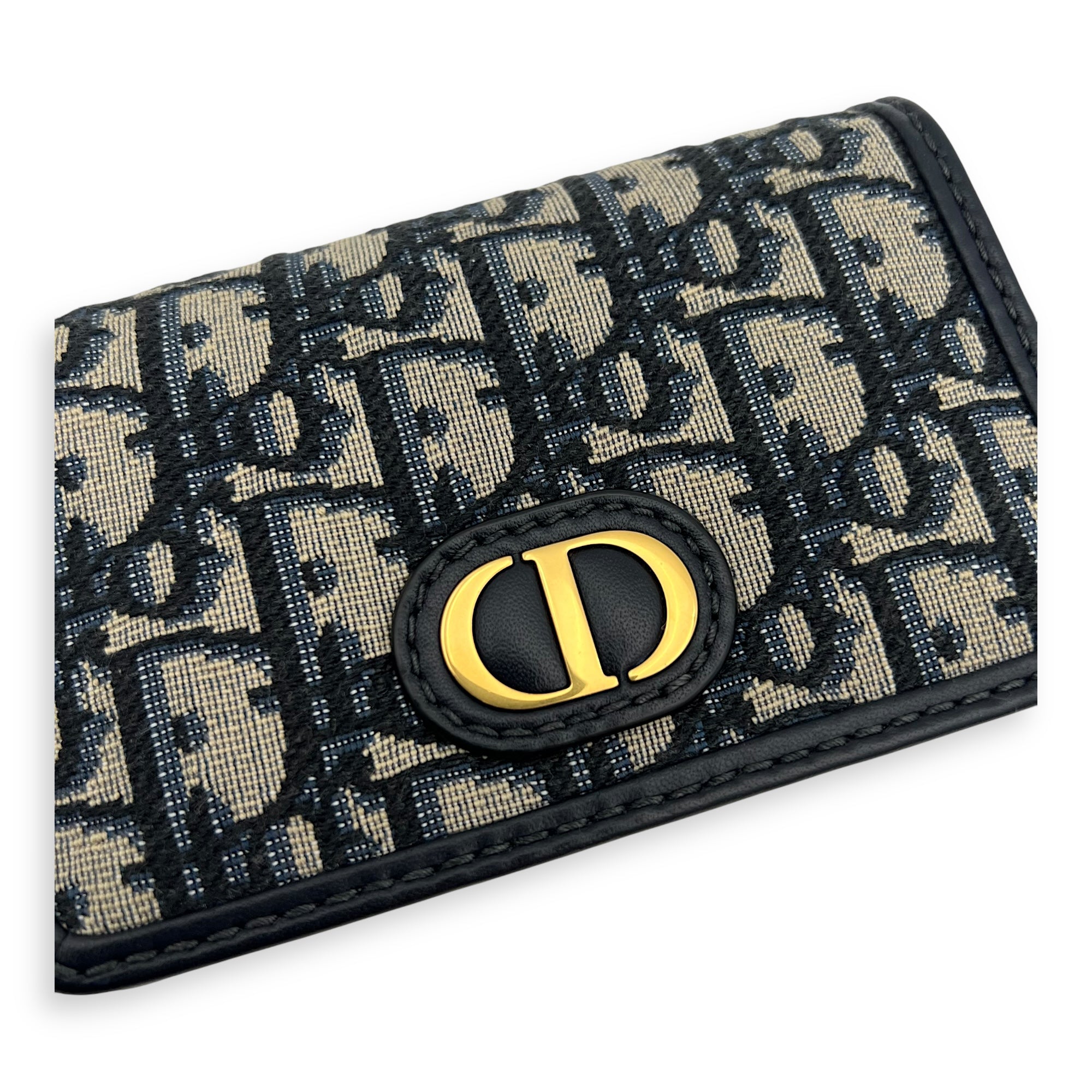 Christian Dior 30 Montaigne Wallet On Chain Blue in Jacquard, Gold hardware_8