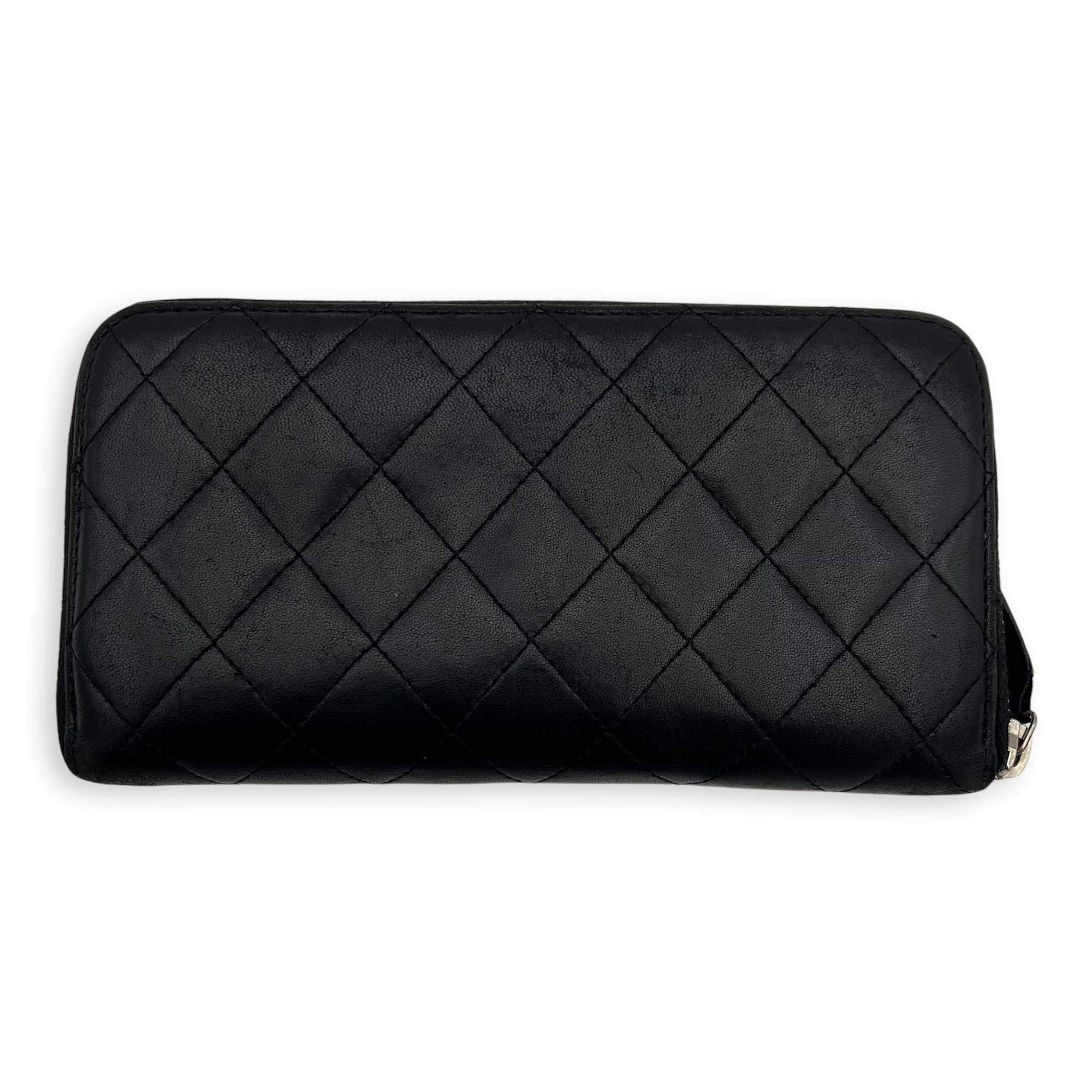 Chanel CC Long Black Wallet in Lambskin, Silver hardware_2