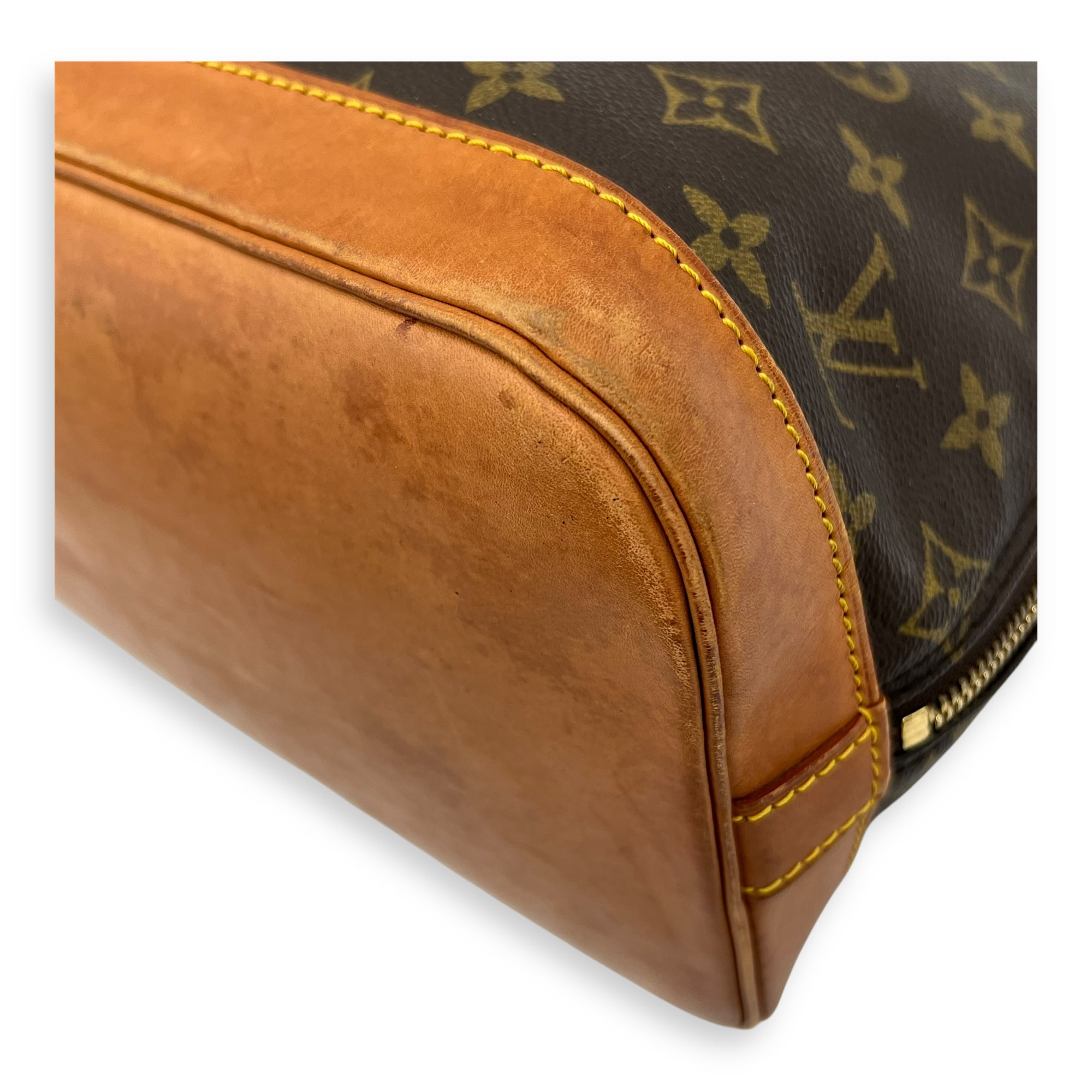 Louis Vuitton Alma Top Handle Bag PM Brown in Monogram Coated Canvas, Gold hardware_11
